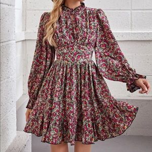 Floral print baby doll dress